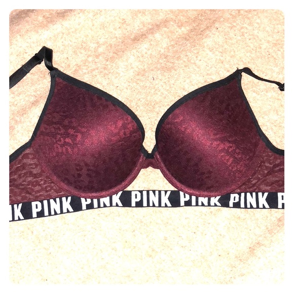 32 C Burgundy Victoria’s Secret PINK bra - Picture 1 of 2